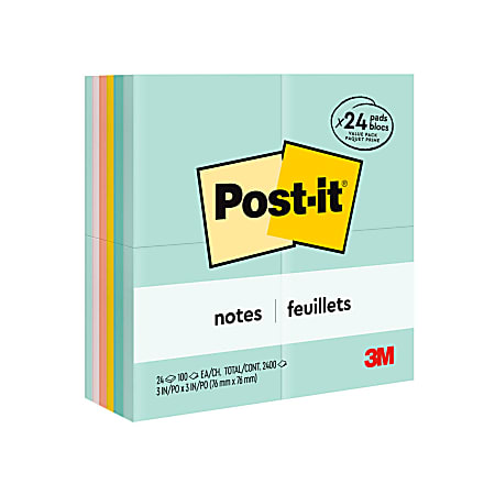 Post-it® Notes, 3" x 3", Beachside Cafe, Pack Of 24 Pads
