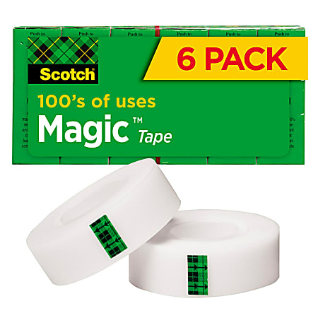 Scotch Magic Tape, Invisible, 3/4 in x 1296 in, 6 Tape Rolls, Clear, Home Office and School Supplies