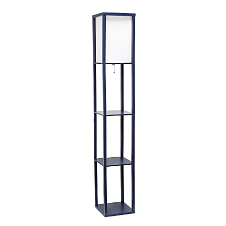 Simple Designs Floor Lamp With Etagere Organizer, 62-3/4"H, White Shade/Navy Base