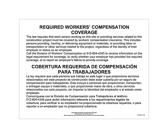 ComplyRight™ State Specialty Poster, Workers&#x27; Comp Coverage,
