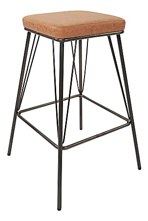 Ave Six Mayson 26"H Polyester Counter Stools, Sand/Gunmetal, Set Of 2 Stools