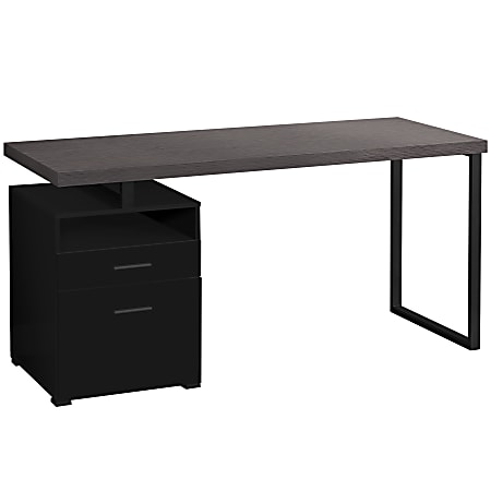 Monarch Specialties Mark 60"W Computer Desk, Black/Gray