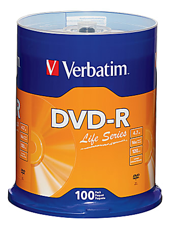 Verbatim® Life Series DVD-R Disc Spindle, Pack Of 100