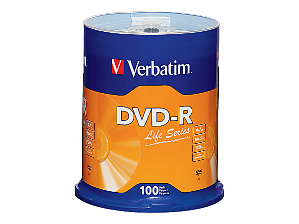 Verbatim Life Series DVD R Disc Spindle Pack Of 100 - Office Depot