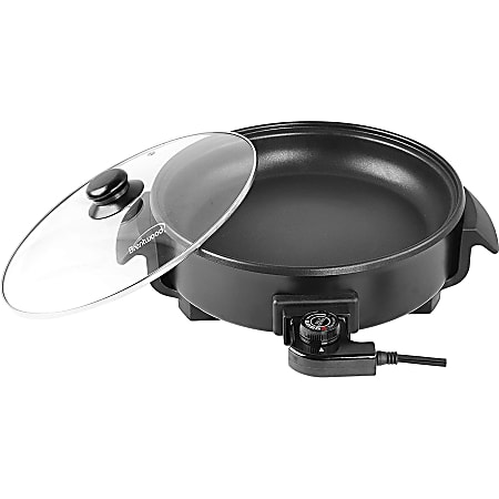 Brentwood SK 66 Non Stick Copper Electric Skillet With Glass Lid 12 14 x 18  Black - Office Depot