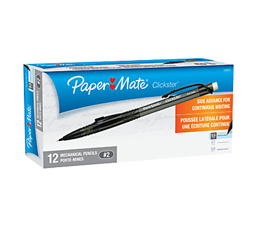 Paper Mate Clickster Grip Mechanical Pencil - 0.5 mm Lead Diameter - Refillable - Transparent Barrel - 1 Dozen
