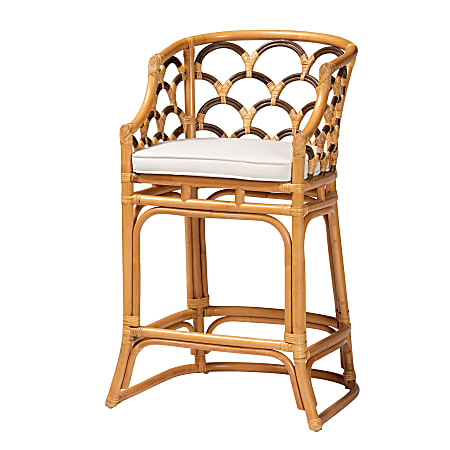 bali & pari Veneto Rattan Bar Stool, Light Honey/Dark Brown/White