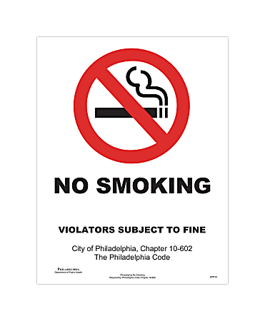 ComplyRight™ City & County Specialty Posters, No Smoking, English, Philadelphia, 8 1/2" x 11"
