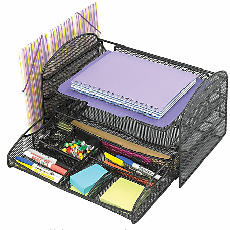 Safco Onyx 1 Upright3 Tray Mesh Desk Organizer 1 Pockets 8 Height