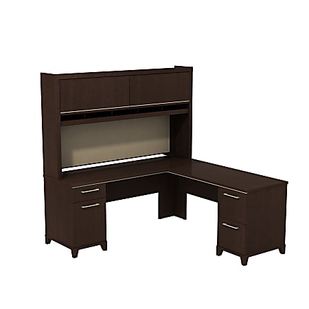 Bush Business Furniture Enterprise 72"W x 72"D L Shaped Desk With Hutch, Mocha Cherry, Standard Delivery