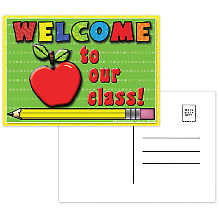 Top Notch Teacher Products Welcome To Our Class Postcards, 4 1/2" x 6", Multicolor, 30 Postcards Per Pack, Bundle Of 12 Packs