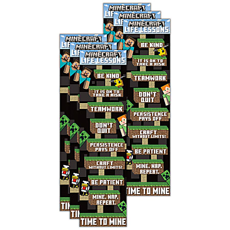 Eureka Minecraft Life Lessons Banners, 12" x 45", Bundle Of 6 Banners