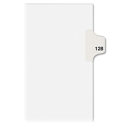 Avery Individual Side Tab Legal Exhibit Dividers - 1 Printed Tab(s) - Digit - Exhibit 128 - 8.50" Divider Width x 11" Divider Length - Letter - White Paper Divider - Paper Tab(s) - 25 / Pack