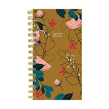 TF Publishing Small Weekly/Monthly Planner, 3-1/2" x 6-1/2", Floral, January To December 2022