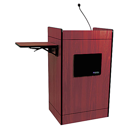 AmpliVox Multimedia Smart Computer Lectern, Mahogany