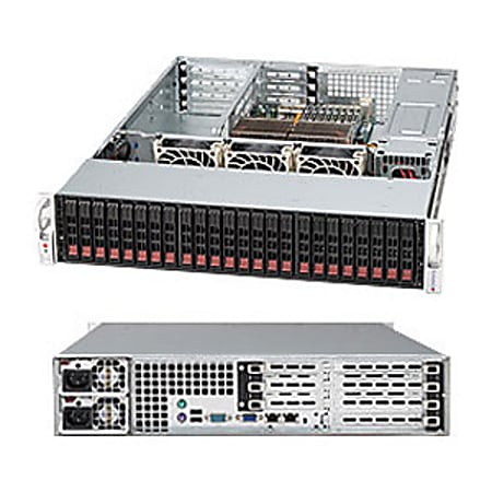 Supermicro SuperChassis SC216E16-R1200UB Rackmount Enclosure - Rack-mountable - Black - 2U - 24 x Bay - 3 x Fan(s) Installed - 2 x 1200 W - EATX Motherboard Supported - 35 lb - 24 x External 2.5" Bay - 7x Slot(s)
