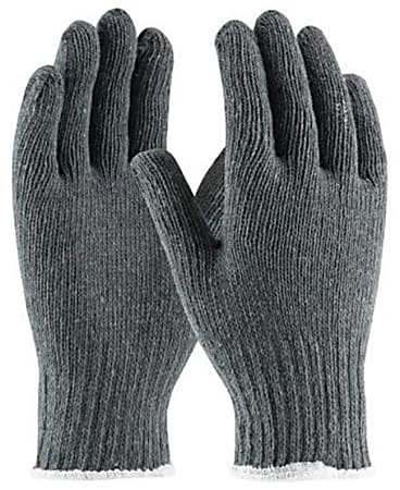 PIP Cotton/Polyester Gloves, Large, Gray, Pack Of 12