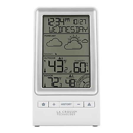 La Crosse Technology® Battery-Powered LCD Wireless 2-Piece Digital Weather Forecast Station With Hygrometer And Calendar
