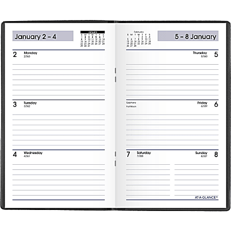 AT A GLANCE DayMinder 2023 RY Weekly Planner Black Pocket 3 12 x 6 ...
