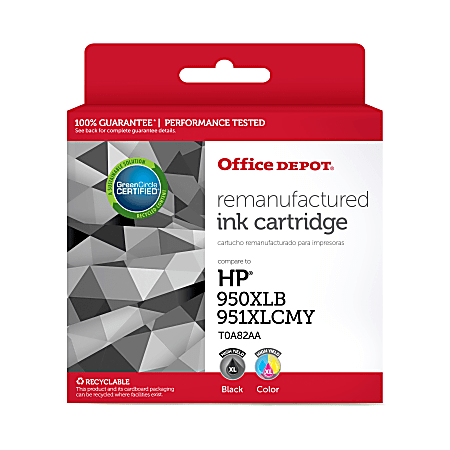 Office Depot® Remanufactured Black And Tricolor High-Yield/Standard Yield Toner Cartridge Replacement for HP 950XL/951XL, Pack Of 2, OD950951XLBCMY