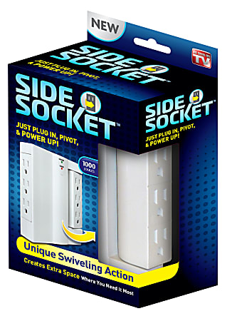 Side Socket™ Swiveling Surge Protector, 7 3/4"H x 2 3/4"W x 4 1/2"D, White