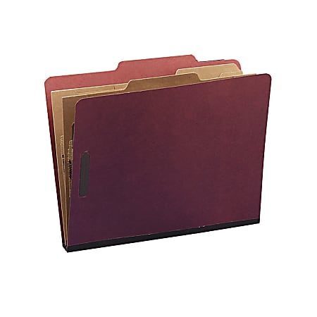 SJ Paper 2-Divider Classification Folders, Letter Size, 60% Recycled, Red, Box Of 15