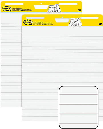 Post-it Super Sticky Lined Easel Pads, 25" x 30", 30 Sheets per Pad, White, Pack of 2 Pads