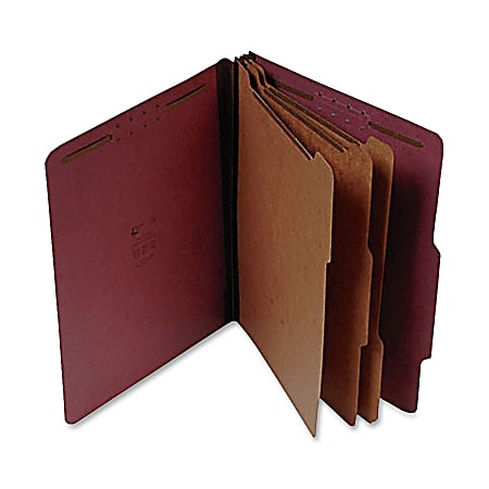 SJ Paper 3-Divider Classification Folders, Letter Size, 8 Fasteners, 60% Recycled, Red, Box Of 10