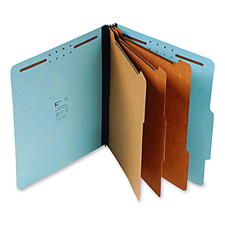 SJ Paper 3-Divider Classification Folders, Letter Size, 8 Fasteners, 60% Recycled, Blue, Box Of 10