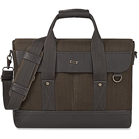 Solo Executive Carrying Case (Briefcase) for 15.6" Notebook - Black, Gray - Damage Resistant - Vinyl, Cotton - Shoulder Strap, Handle - 12" Height x 16" Width x 3" Depth - 1 Pack