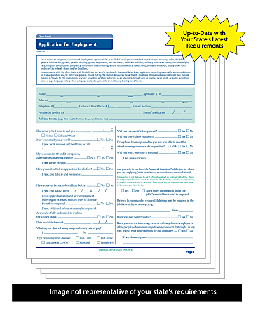 Complyright Florida Job Application, Pack Of 50 (A2179fl