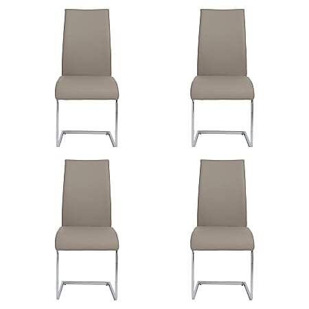 Eurostyle Epifania Dining Chairs, Taupe/Chrome, Set Of 4 Chairs