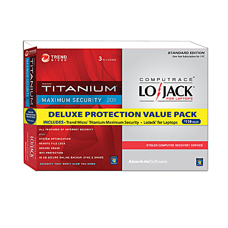 Trend Micro™ Titanium™ Maximum Security / Computrace® LoJack® for Laptops Standard Edition Bundle, Traditional Disc