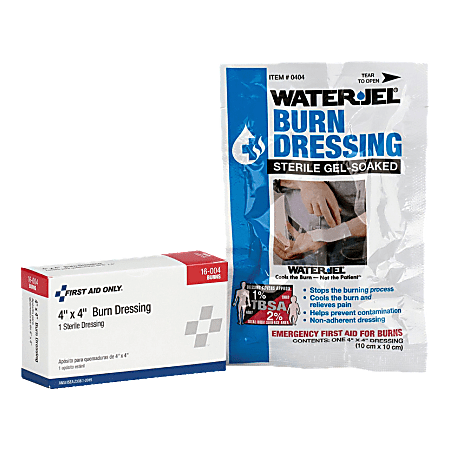 First Aid Only™ WaterJel® Burn Dressing, 4" x 4", White