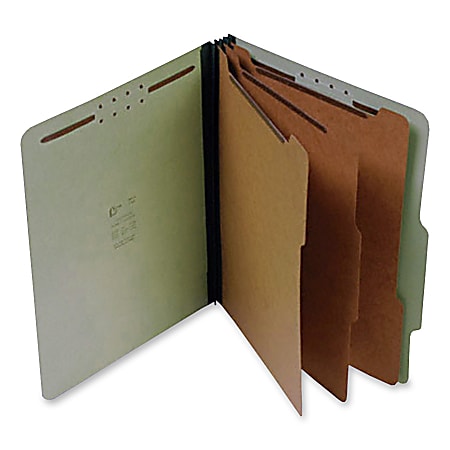 SJ Paper Classification Folders, 3-Divider, Legal Size, 8 Fasteners, 60% Recycled, Green, Box Of 10