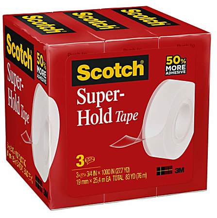 Scotch Super-Hold Tape, 3/4" x 1,000", Clear, Pack