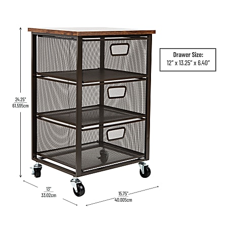 2 Tiers Metal Rolling File Carts Wheels Hanging Files Movable Pull-Out File Rack - View #4