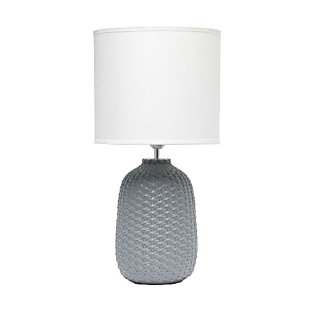 Simple Designs Purled Texture Table Lamp, 20-7/16"H, White/Gray