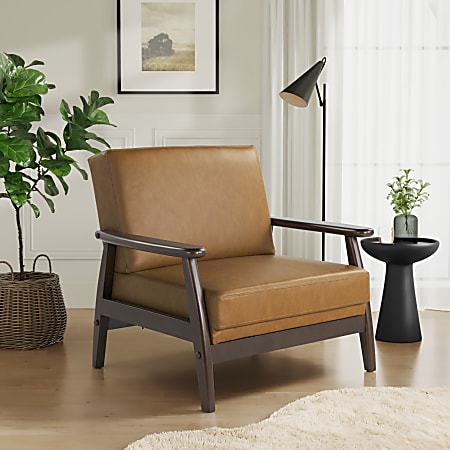 Lifestyle Solutions Anaheim Faux Leather Accent Guest Chair, Caramel