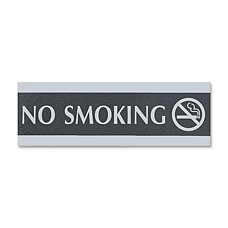 U.S. Stamp & Sign Century Series No Smoking Sign - No Smoking Print/Message - 9"x 3" - Silver Print/Message Color - Mounting Hardware - Black, Silver