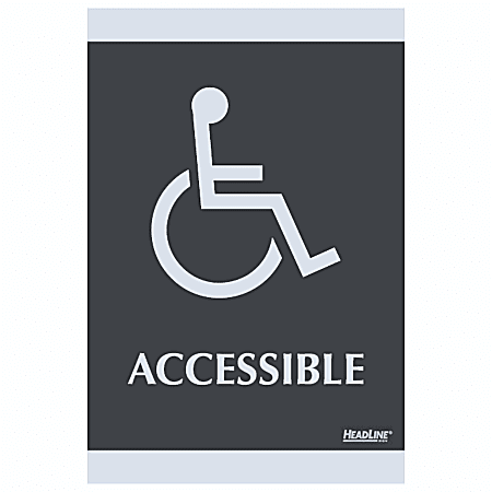 U.S. Stamp & Sign Century Series ADA Sign, 6" x 9", "Accessible", Black/Silver