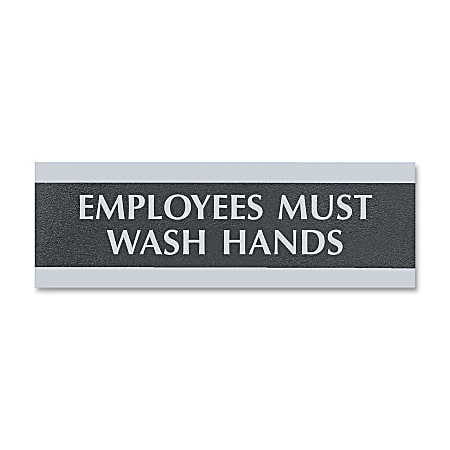 U.S. Stamp & Sign Employees Must Wash Hands Sign - Employees Must Wash Hands Print/Message - 9"x 3" - 4782