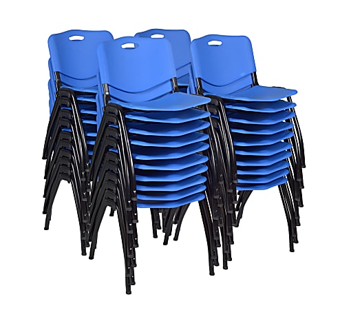Regency M Breakroom Stacking Chairs, Chrome/Blue, Pack of 40 Chairs