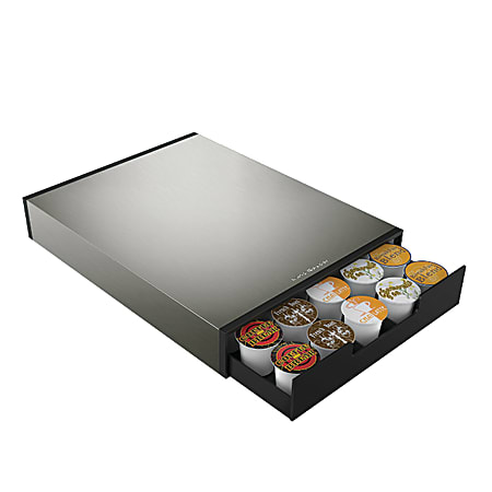 Mind Reader Tinny Coffee Capsule Drawer, 35-Pod Capacity, Silver/Black
