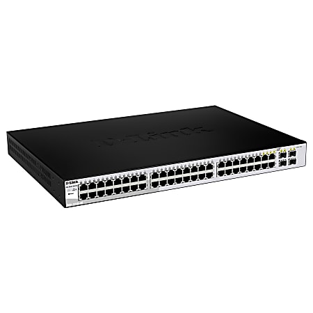 D-Link DGS-1210-52 Websmart Gigabit Switch with 48 1000Base-T and 4 SFP Ports - 48 Ports - Manageable - Gigabit Ethernet - 10/100/1000Base-T, 1000Base-X - 2 Layer Supported - 4 SFP Slots - Twisted Pair, Optical Fiber - 1U High