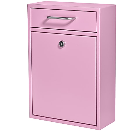 Mail Boss Locking Security Drop Box, 16-1/4"H x 11-1/4"W x 4-3/4"D, Pink