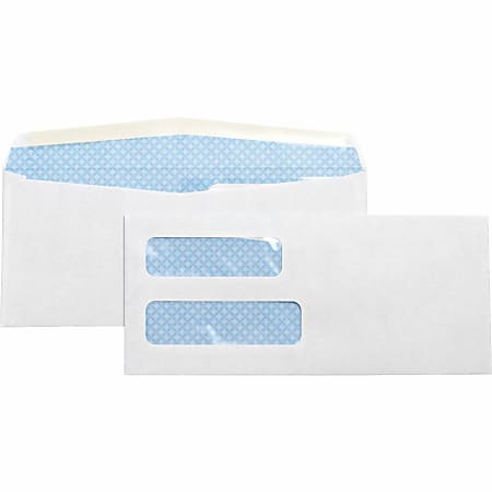 Business Source No. 10 Double-Window Invoice Envelopes - Double Window - #10 - 9 1/2" Width x 4 1/8" Length - 24 lb - Gummed - White - Wove - 500 / Box