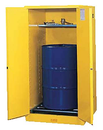 Vertical Drum Safety Cabinets, Manual-Closing Cabinet, 1 55-Gallon Drum, 2 Doors
