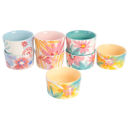Spice By Tia Mowry Goji Blossom 8 Piece Stoneware Ramekin Set 6.5 Oz ...