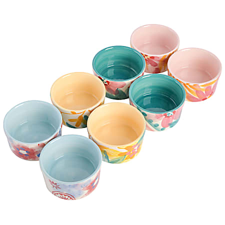 Spice By Tia Mowry Goji Blossom 8 Piece Stoneware Ramekin Set 6.5 Oz ...